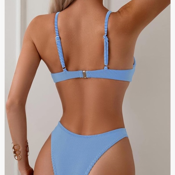 Blue Ribbed Bikini Set - Picture 2 of 2